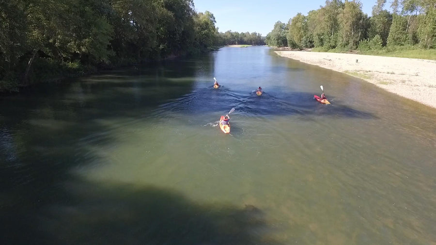 kayakers floating the illinois river near tahlequah oklahoma